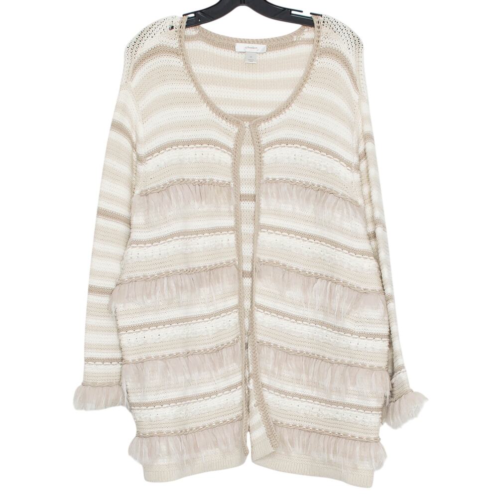 Boho Lagenlook Cardigan Open Front Plus Size 3X Fringe Cottagecore Minimalist